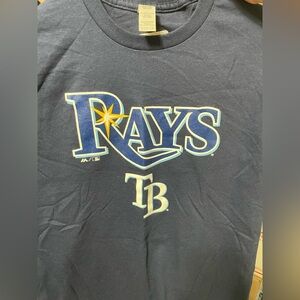 Majestic Dark Blue Tee with Logo “TB Rays” Mens Small